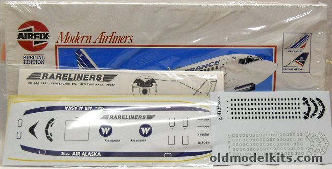 Airfix 1/144 Boeing 737 Special Edition With Air Alaska Decals and ATP Windows and Window Frame Decals - Air France or British Airways, 03181 plastic model kit